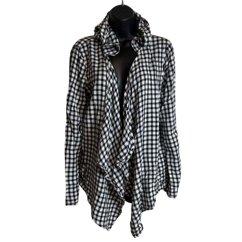 Roxy Women Jacket Hoodie Cardigan Sizee Large L Black White Plaid Roll Tab New